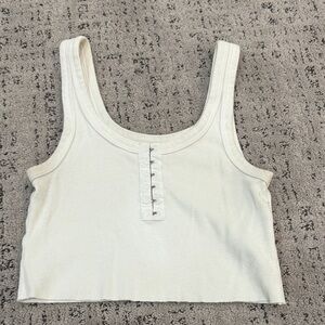 Aerie White Ribbed Crop Top